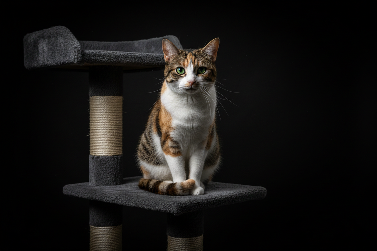 猫在猫爬架上