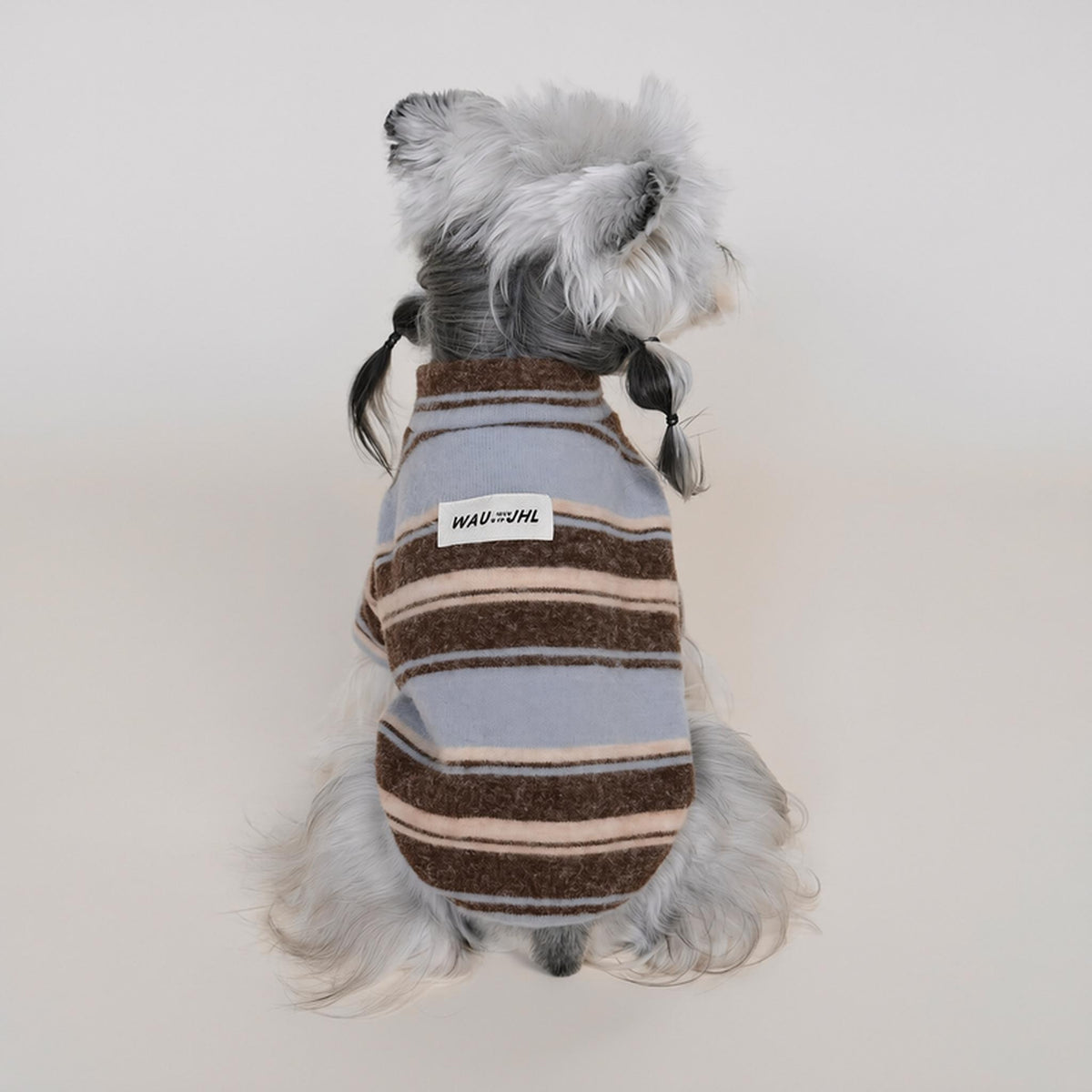 Polo bleu rayé pour chien à col montant — vue 3