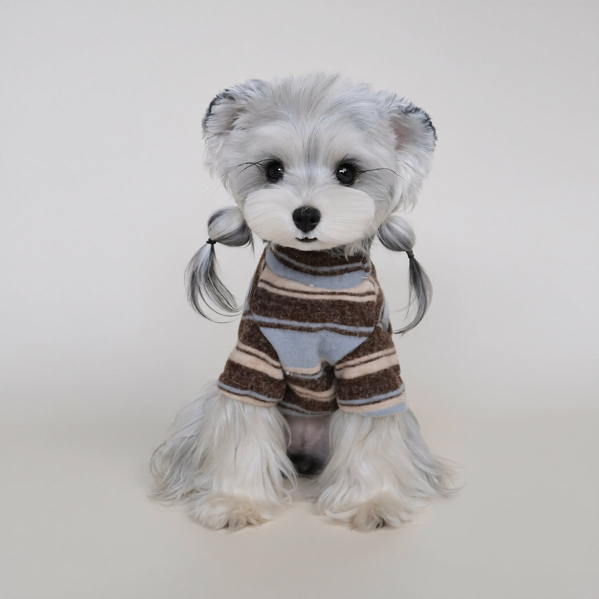 Polo bleu rayé pour chien à col montant — vue 4