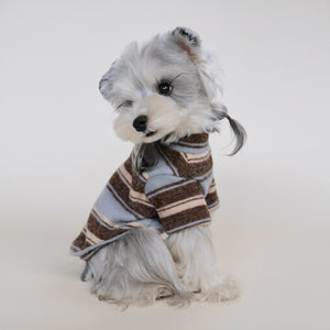Polo bleu rayé pour chien à col montant — vue 5